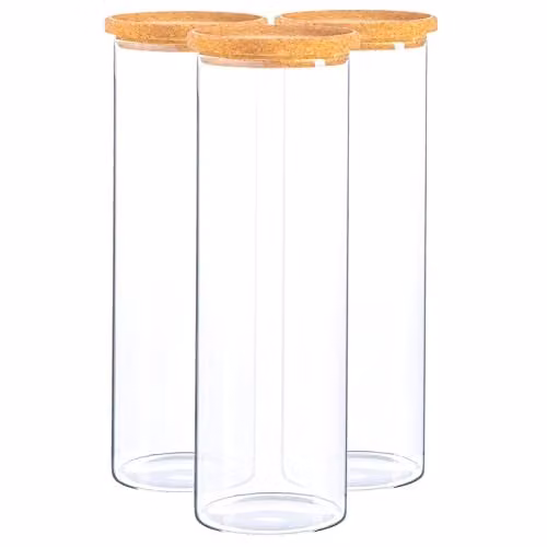 Argon Tableware Scandi Glass Storage Jars with Screw Lids, 2 Litre, 3 Pack, Transparent