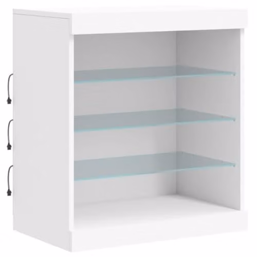 vidaXL Modern White Sideboard with Integrated LED Lights W: 60.5 cm, D: 37 cm, H: 67 cm