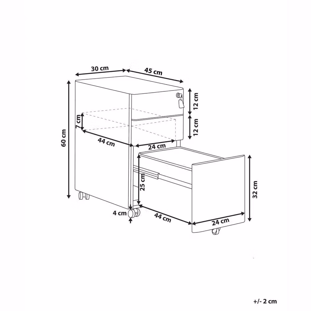 Wyld and Coco Red Metal Storage Cabinet with 3 Lockable Drawers and Castors – 3