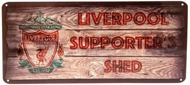 Liverpool FC Supporter's Shed Metal Wall Plaque in Beige and Multicolour – 1