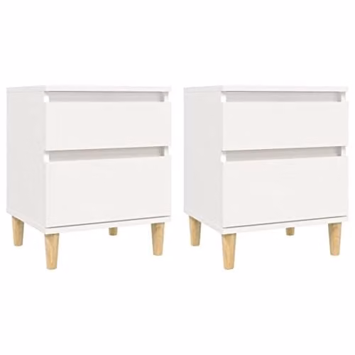 vidaXL Set of Two Scandinavian Style Bedside Cabinets in White Matt MDF