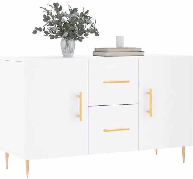 Berkfield Home White Matt Sideboard in Engineered Wood W/D/H: 100 x 36 x 60 cm