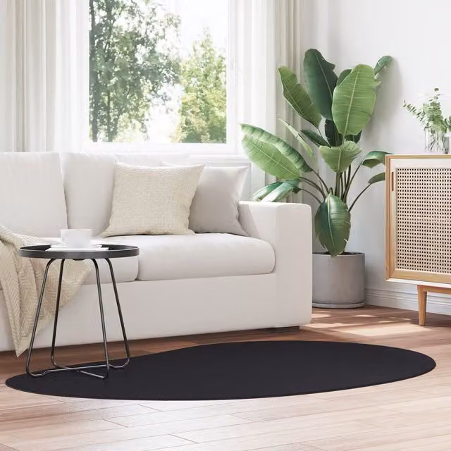 Berkfield Home Modern Black Polyester Non-Slip Washable Area Rug W: 120 cm, D: 170 cm