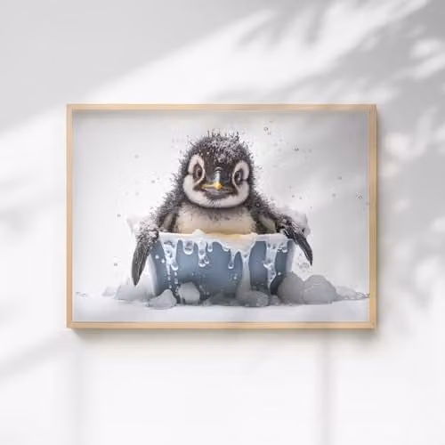 60 Second Makeover Baby Penguin Quirky Animal Print Paper Poster, A4, Multicolour