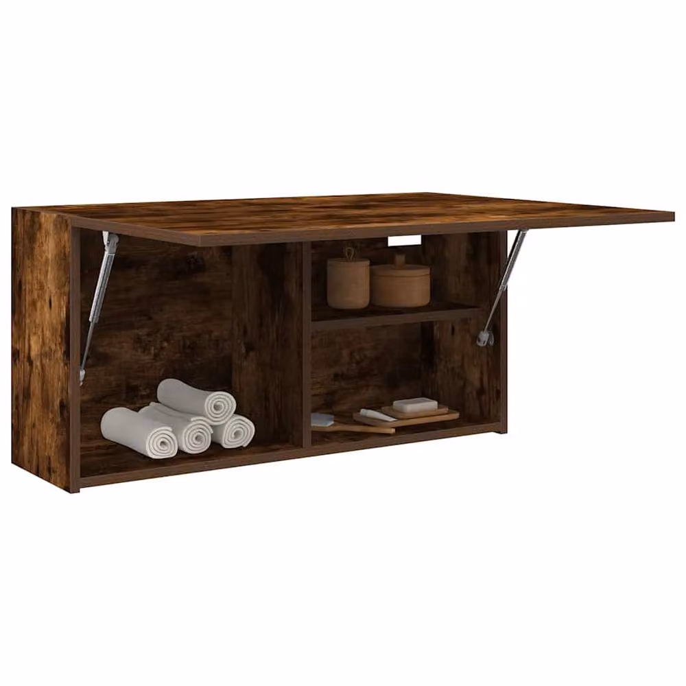 Berkfield Home Smoked Oak Bathroom Wall Cabinet, Brown, W/D/H: 80 x 25 x 40 cm – 3