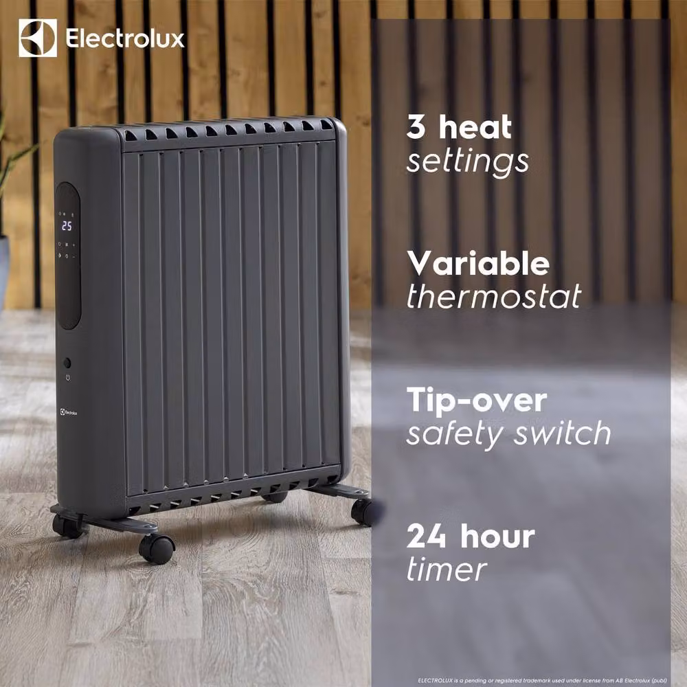Electrolux 2000W Oil Free Convector Radiator in Grey with Remote Control, Timer and Safety Protection – 3