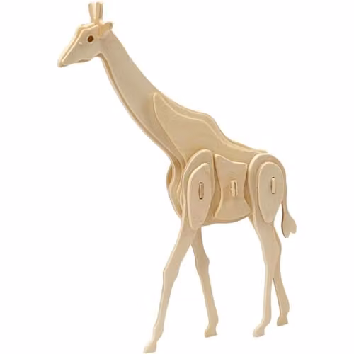 Crafty Capers Childrens 3D Wooden Giraffe Self Assembly Craft Kit in Brown and Beige