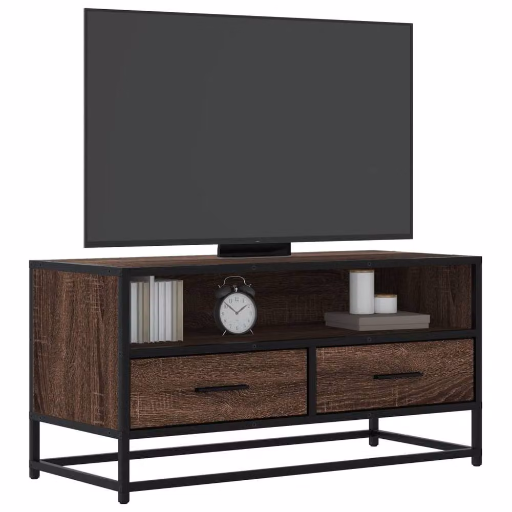 Berkfield Home Industrial TV Cabinet in Brown Oak, W: 80 cm, D: 34.5 cm, H: 40 cm – 2