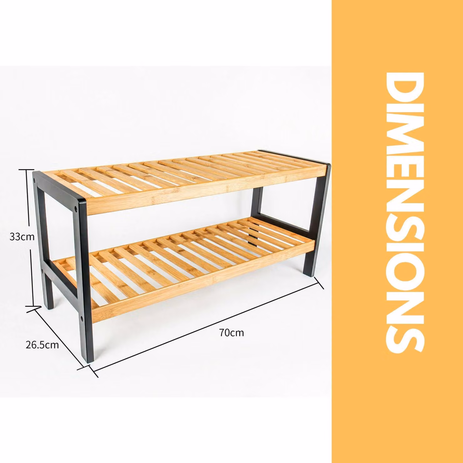 Pirlo Plush 2-Tier Bamboo Shoe Rack in Brown, W/D/H: 73 x 31 x 39 cm – 3