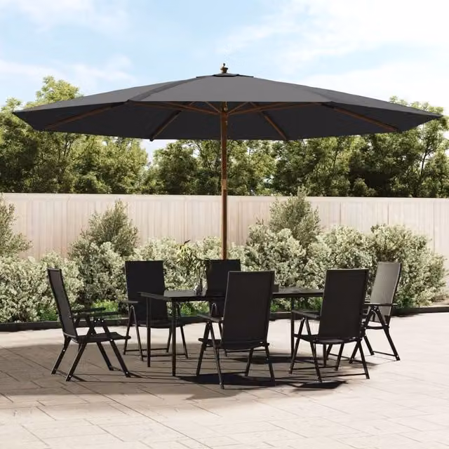Berkfield Home Garden Parasol with Wooden Pole, Anthracite and Black, W: 400 cm, H: 273 cm – 1