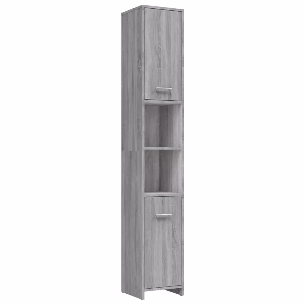 Berkfield Home Grey Sonoma Bathroom Cabinet with Hinged Doors and Open Shelf, W/D/H: 30 x 30 x 183.5 cm – 2