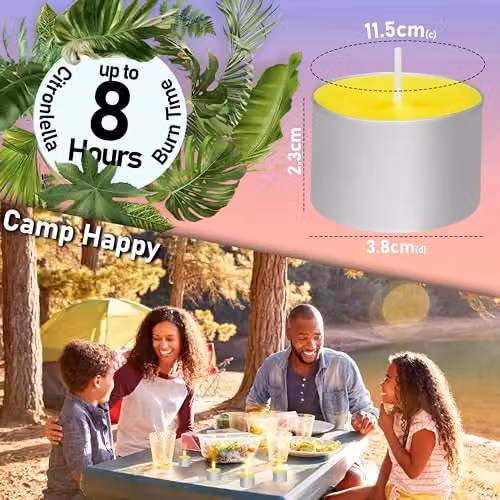 Deco Express Citronella Tealight Candles, Yellow, Pack of 50 – 4