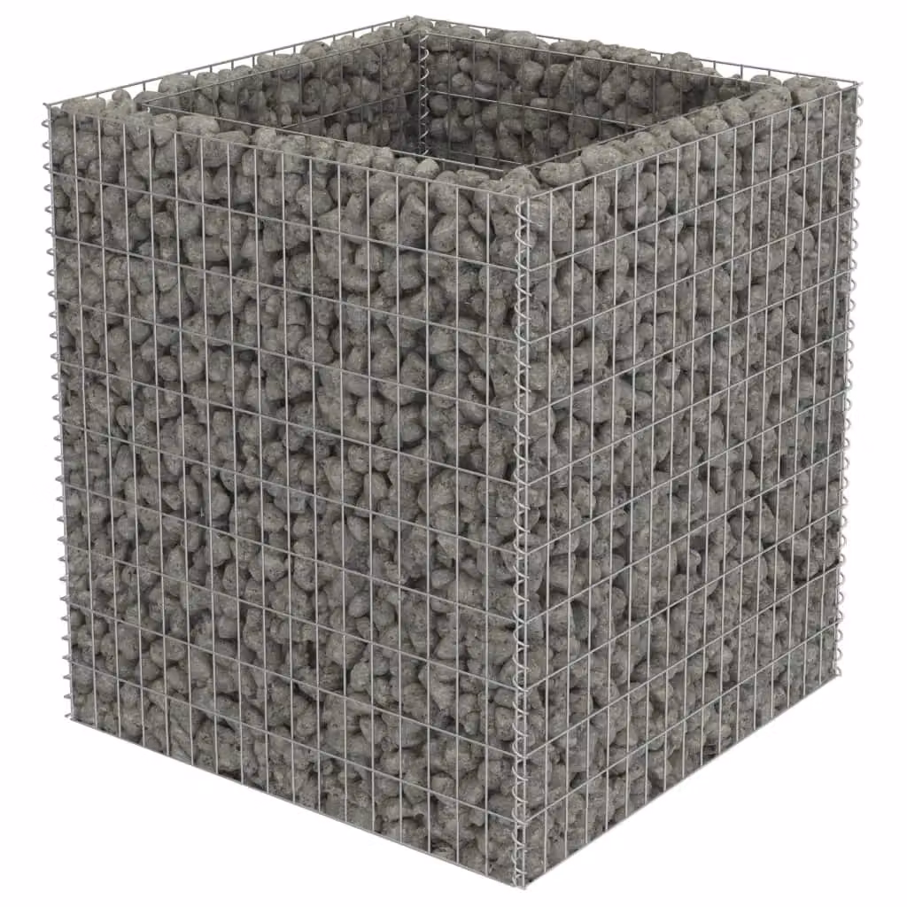 Berkfield Home Silver Galvanised Steel Stone Gabion Raised Bed, W/D/H: 90 x 90 x 100 cm – 1