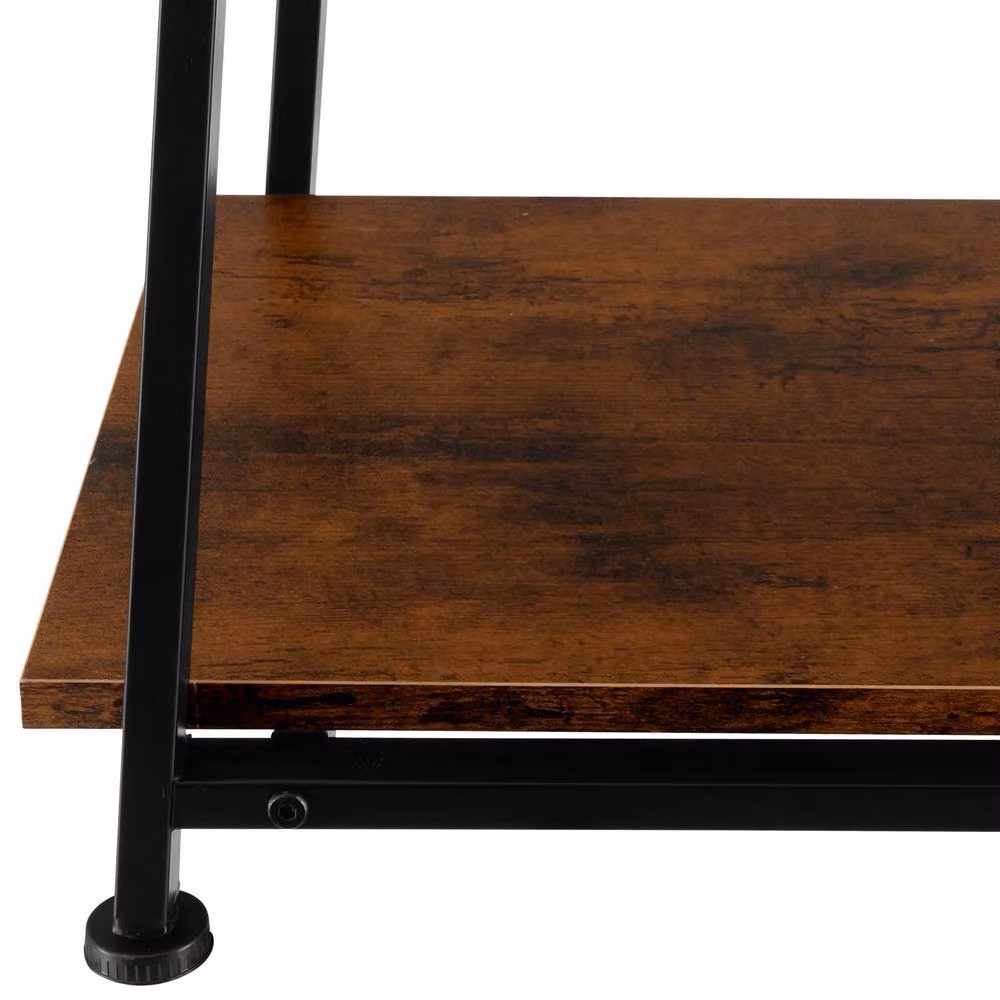 tectake Paisley Writing Desk with Trapezoidal Frame and Shelf with 2 Storage Compartments in Brown Oak – 7