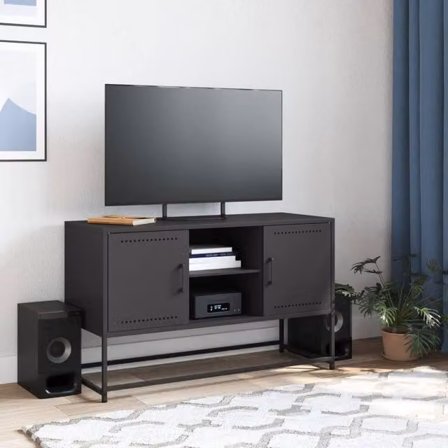 Berkfield Home Industrial Black Steel TV Cabinet W/D/H: 100.5 x 39 x 60.5 cm – 1