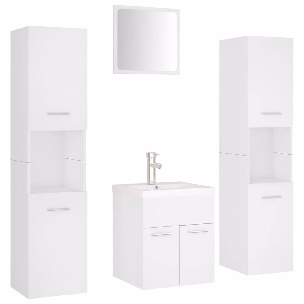 Berkfield Home Full Bathroom Furniture Set in White Matt Engineered Wood – 2