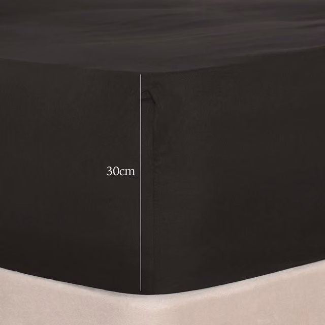 Brentfords Superking Microfibre Deep Fitted Bed Sheet, Charcoal Grey, 200 x 200 cm