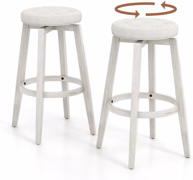 Costway Set of 2 White Swivel Counter Height Bar Stools