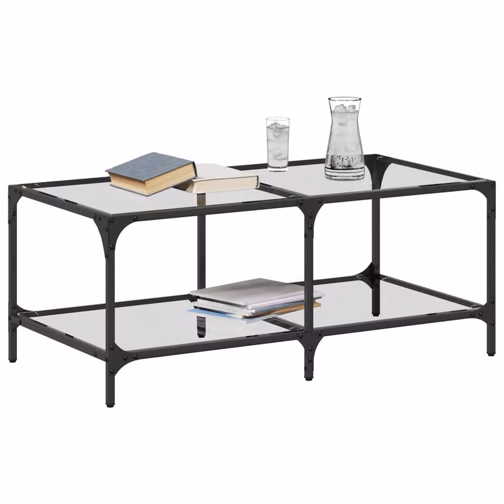 Berkfield Home Modern Rectangular Coffee Table with Transparent Glass Top and Steel Frame, W: 98.5 cm, D: 50 cm, H: 40 cm – 3