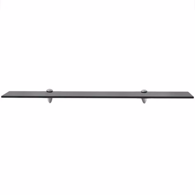Berkfield Home Black Glass Floating Shelf, W: 80 cm, D: 10 cm