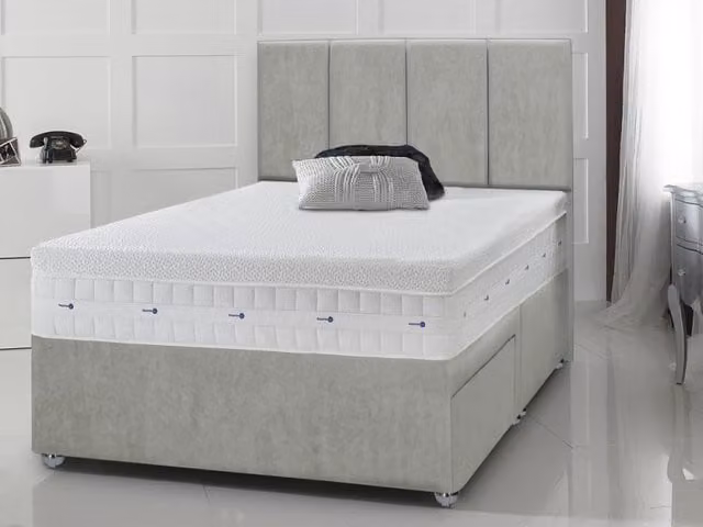 Kaymed Response Gel Pocket 1600 Lunar Divan Bed, Grey, W/D: 120 x 200 cm
