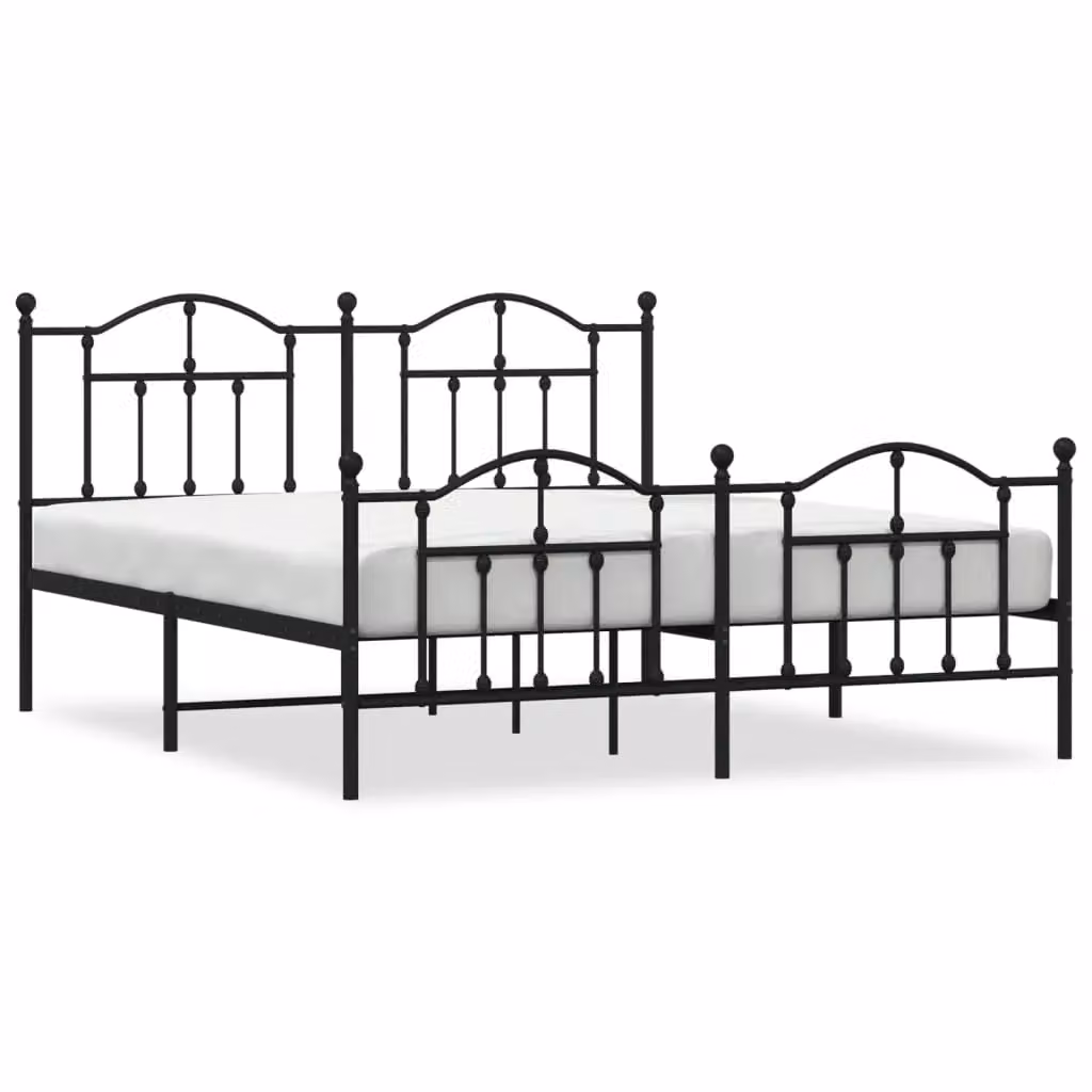 Berkfield Home Metal Bed Frame with Headboard and Footboard in Black W: 183 cm, L: 213 cm – 2