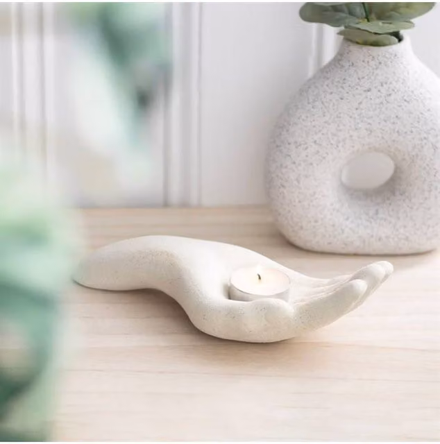 KDMD Open Hand Tealight Holder in White