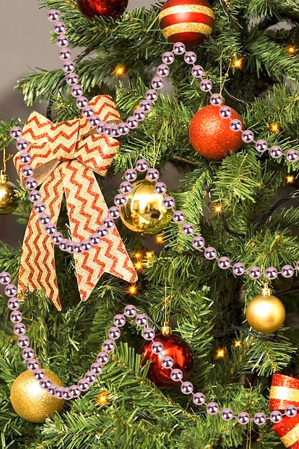 Neel Blue 9m Metallic Christmas Bead Chain with 7.5mm Shiny Pearl Round Beads – 4