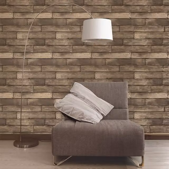 Fine Dcor Rustic Wood Planks Wallpaper in Brown