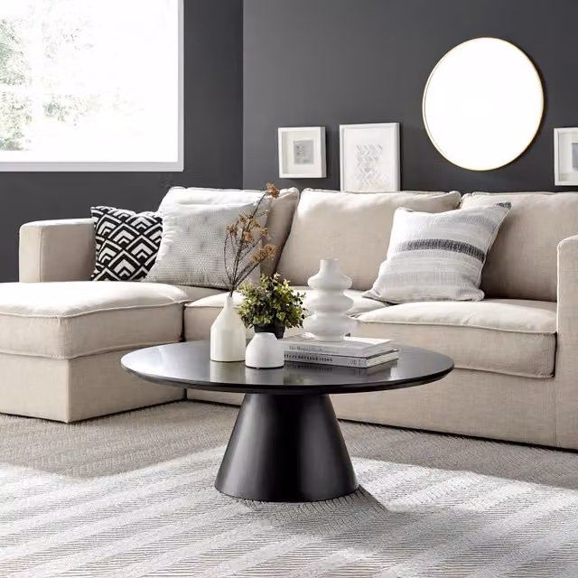 FurnitureboxUK Palma Round Black Semi-Gloss Coffee Table