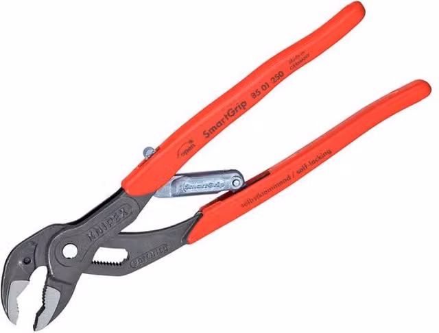 Knipex Smartgrip Water Pump Pliers in Red with Chrome Vanadium Steel and PVC Grip