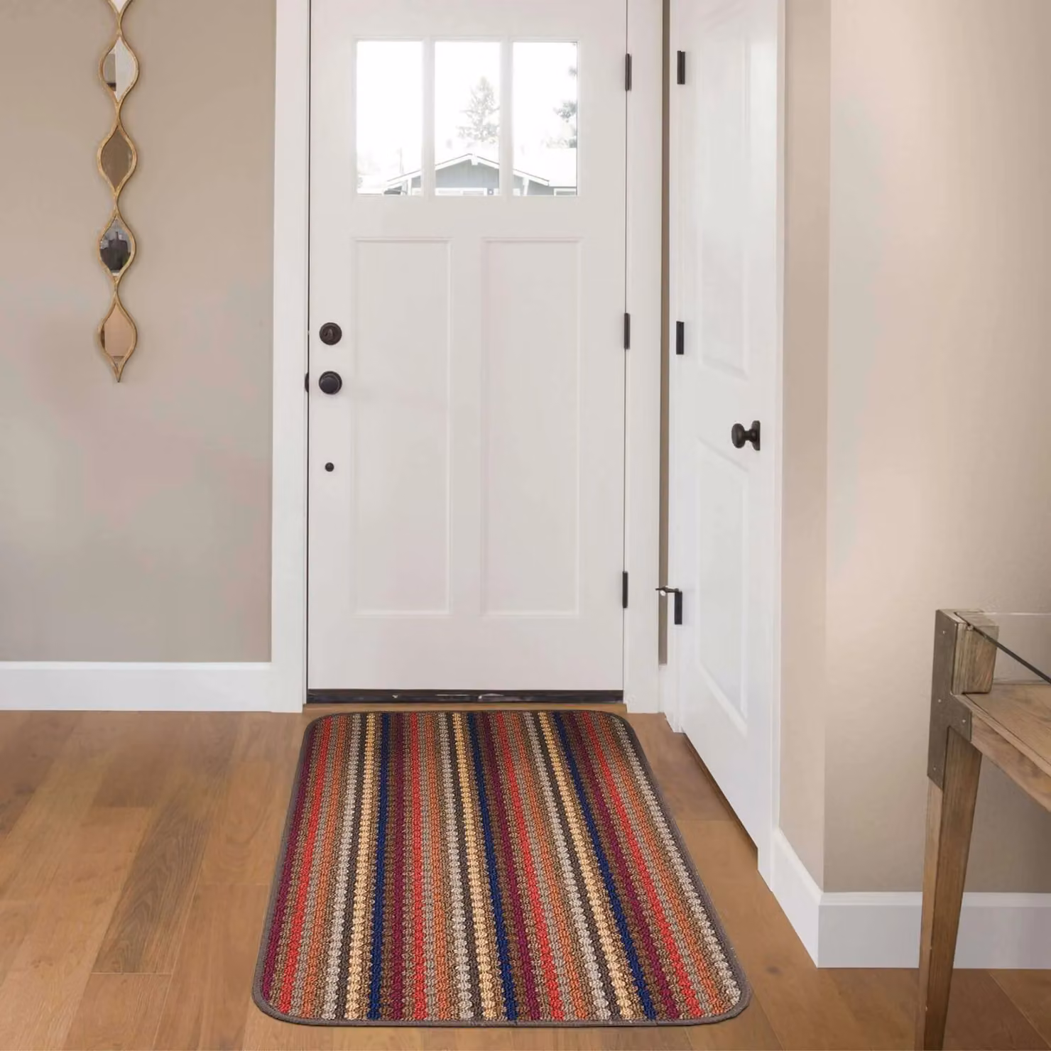 THE RUGS Washable Nonslip Striped All-Purpose Mat, Brown, W/D/H: 57 x 90 cm – 2