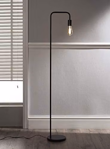 K LIVING Caitlin Industrial Floor Lamp in Black with Copper and Brass Metal Accents, Height: 146 cm
