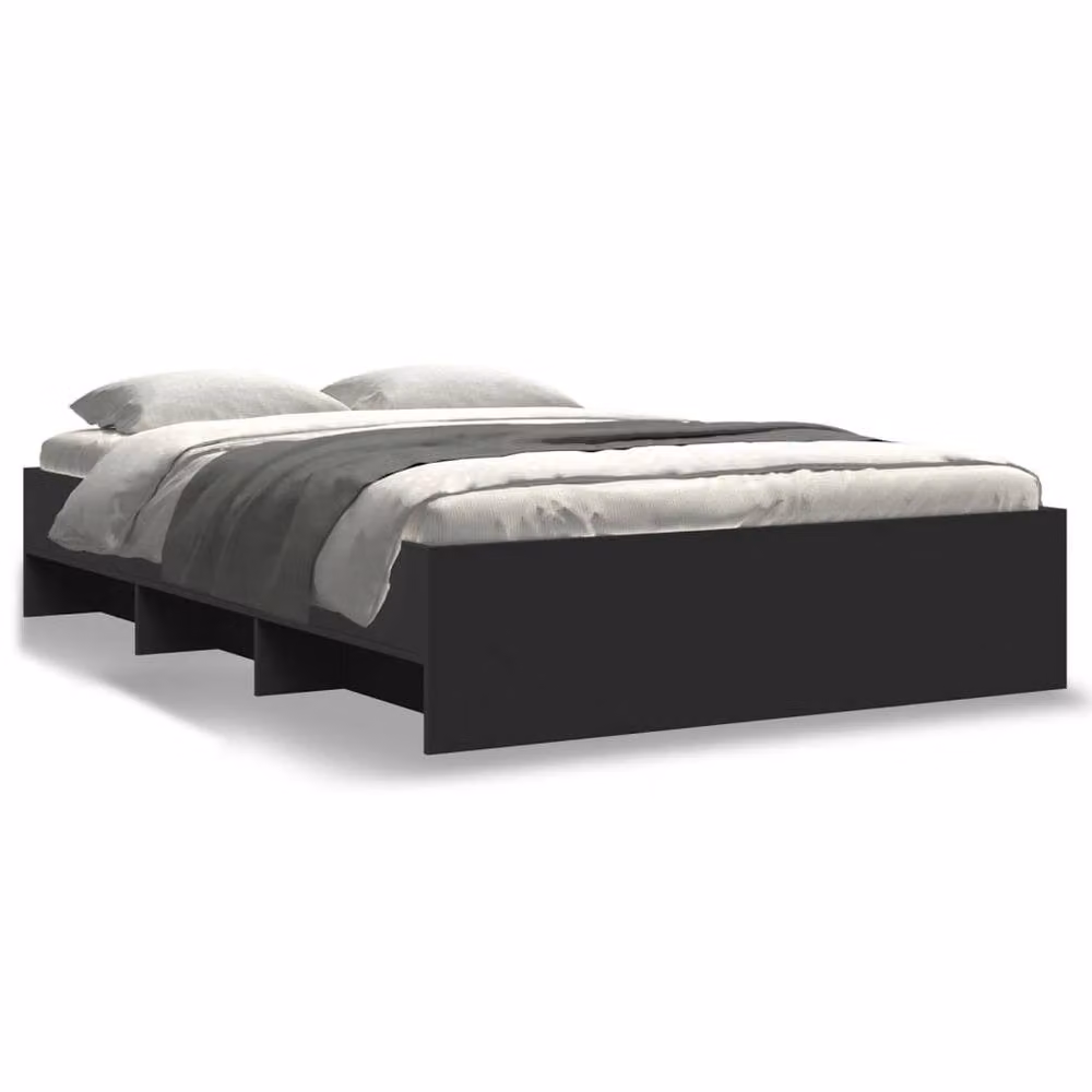 Berkfield Home Durable Small Double Bed Frame in Black, Engineered Wood, W/D/H: 120 x 200 x 35 cm – 3