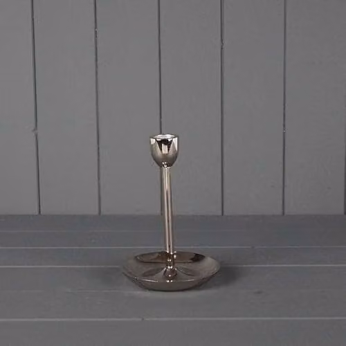 Gift Company Minimalist Metal Candle Holder for Pillar or Taper Candles, Grey and Silver, Height: 16 cm