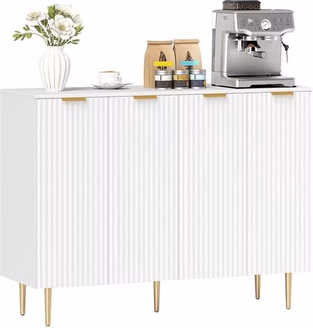 NESTLUNE Modern White Sideboard Buffet Cabinet with Adjustable Shelves – 1