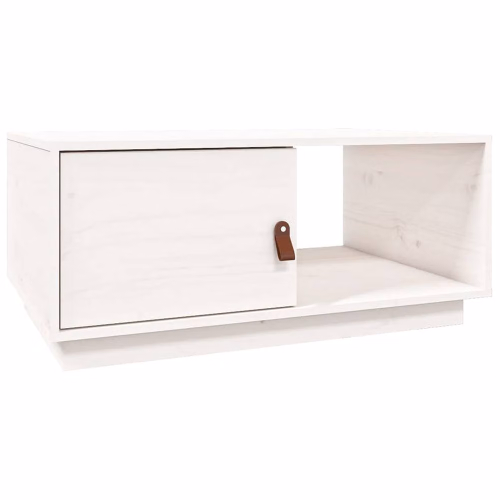 Berkfield Home Beautiful White Solid Wood Pine Coffee Table W: 80 cm, D: 50 cm, H: 35.5 cm – 2