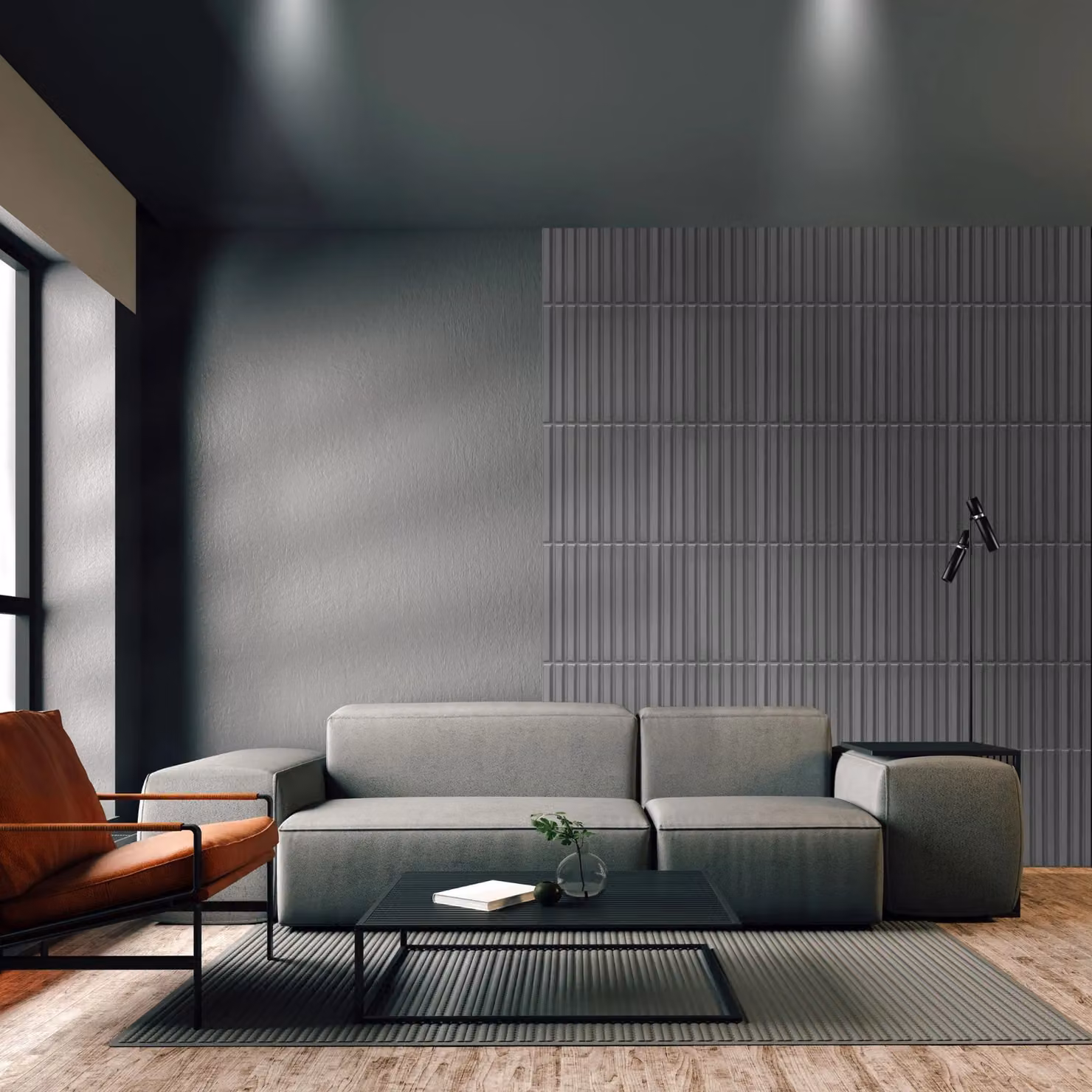 Novecrafto 3D Fluted Line PVC Wall Panels, Grey, 6 Sheets, W/D/H: 50 x 50 x 50 cm – 2