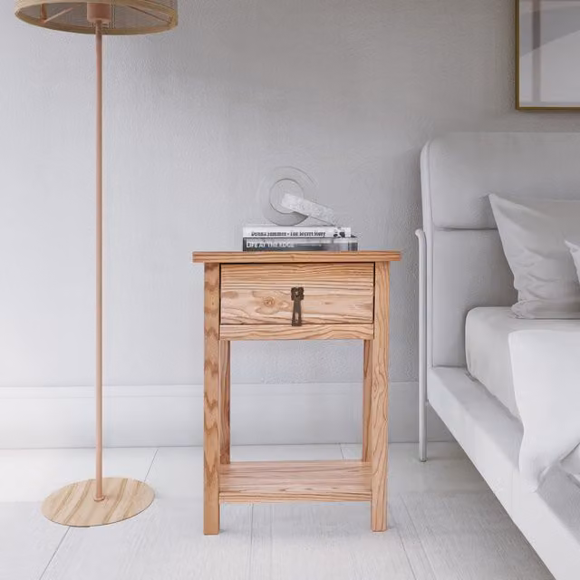 Cabinet Bits Montese 1 Drawer Bedside Cabinet in Brown Ash Wood
