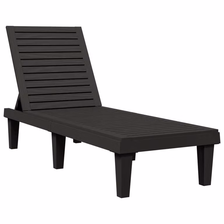 Berkfield Home Black Sun Lounger with Adjustable Headrest, W/D/H: 155 x 58 x 83 cm
