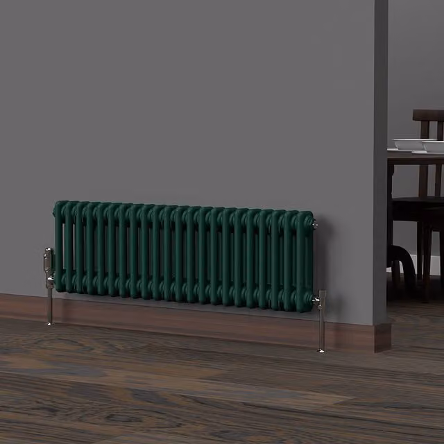 Lux Heat Horizontal Column Radiator in British Racing Green, W: 101.0 cm, H: 30.0 cm