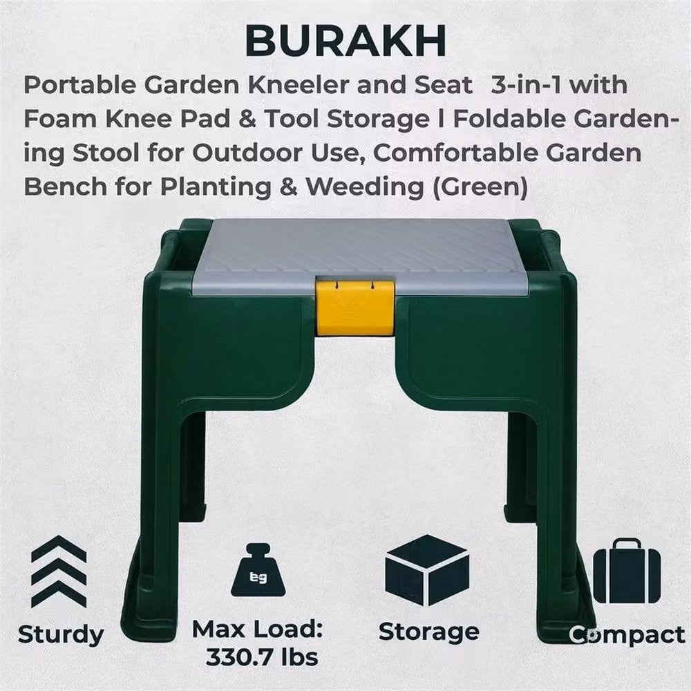 Nordara Gardener's Kneeling Pad and Seat with Tool Storage in Green – 2