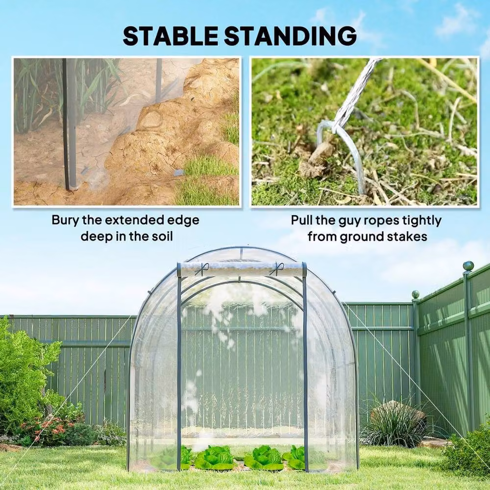 FLAVORA Greenhouse with Transparent Cover and Roller Window, 0.6m2 – 3