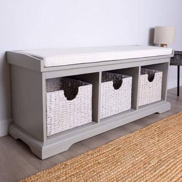 Charnwood Grey Fabric Hallway Bench and Shoe Rack
