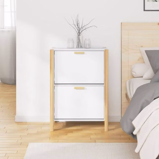 Berkfield Home White Scandinavian Shoe Cabinet, W/D/H: 57.5 x 33 x 80 cm