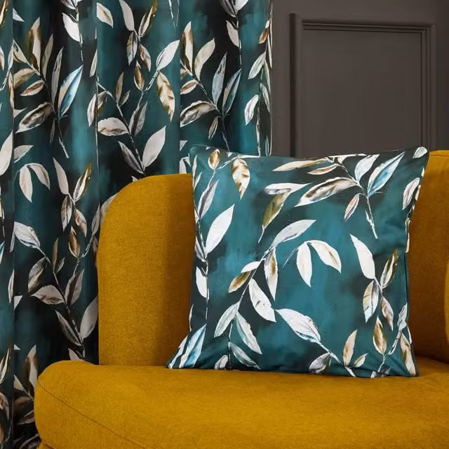 Terrys Madrid Floral Square Filled Cushion in Blue and Green, W/D/H: 45 x 45 x 45 cm