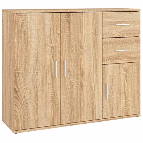 vidaXL Modern Sideboard in Sonoma Oak, Brown, W/D/H: 91 x 29.5 x 75 cm