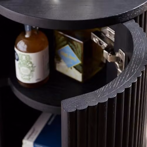 Julian Bowen Louis Black Ash Fluted Round Side Table with Door, W/D/H: 33 x 33 x 45.5 cm – 3