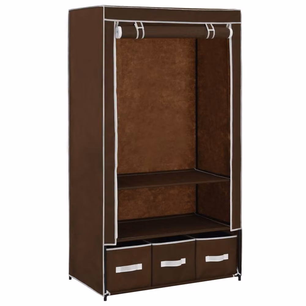 Berkfield Home Brown Fabric Roll Shutter Wardrobe W/D/H: 87 x 49 x 159 cm – 3