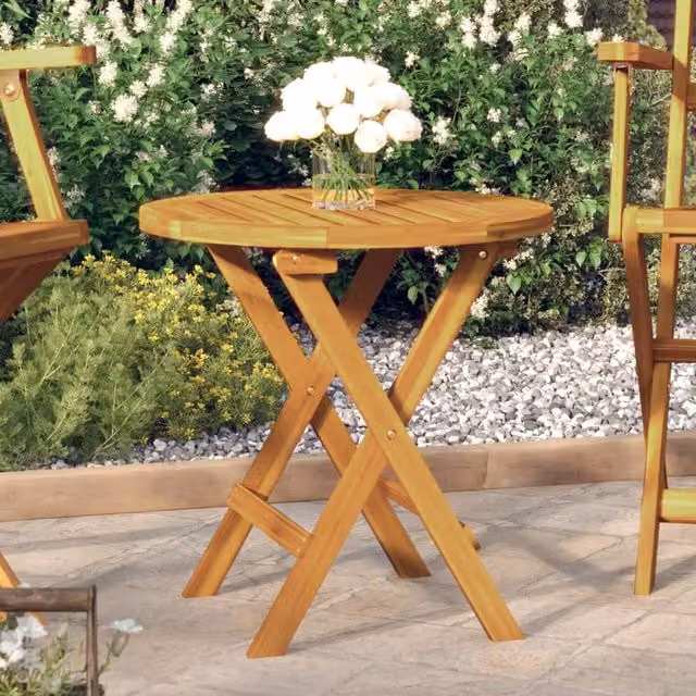 Berkfield Home Bistro Table in Brown Solid Acacia Wood, Diameter: 46 cm, Height: 47 cm – 1